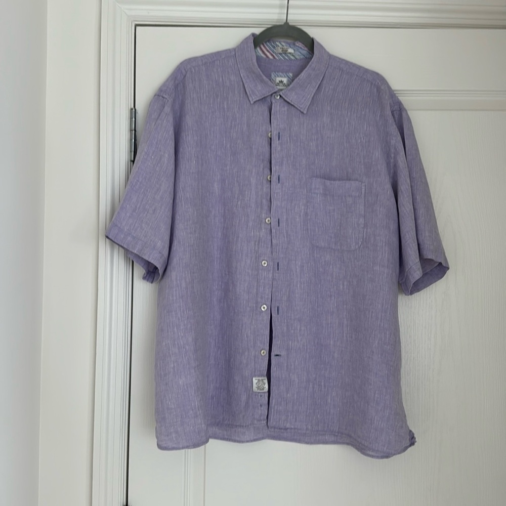 🔥Stylish Peter Millar Lavender Short Sleeve LINEN Shirt